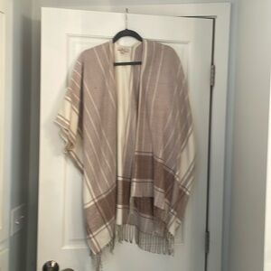 Beautiful Loft Cream, tan and brown shawl with fringe!